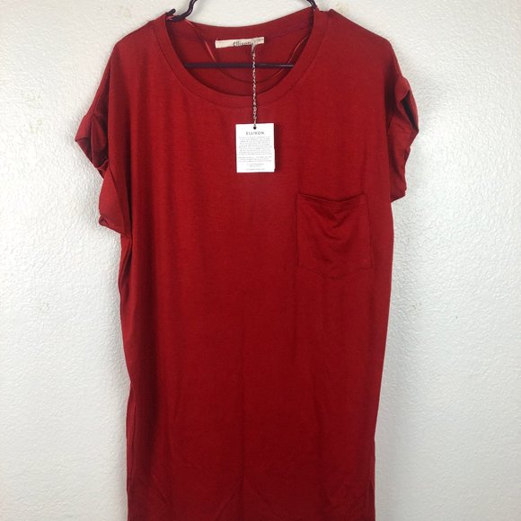 Ellison Dresses & Skirts - NWT Ellison T-Shirt Dress Rolled Sleeves Red